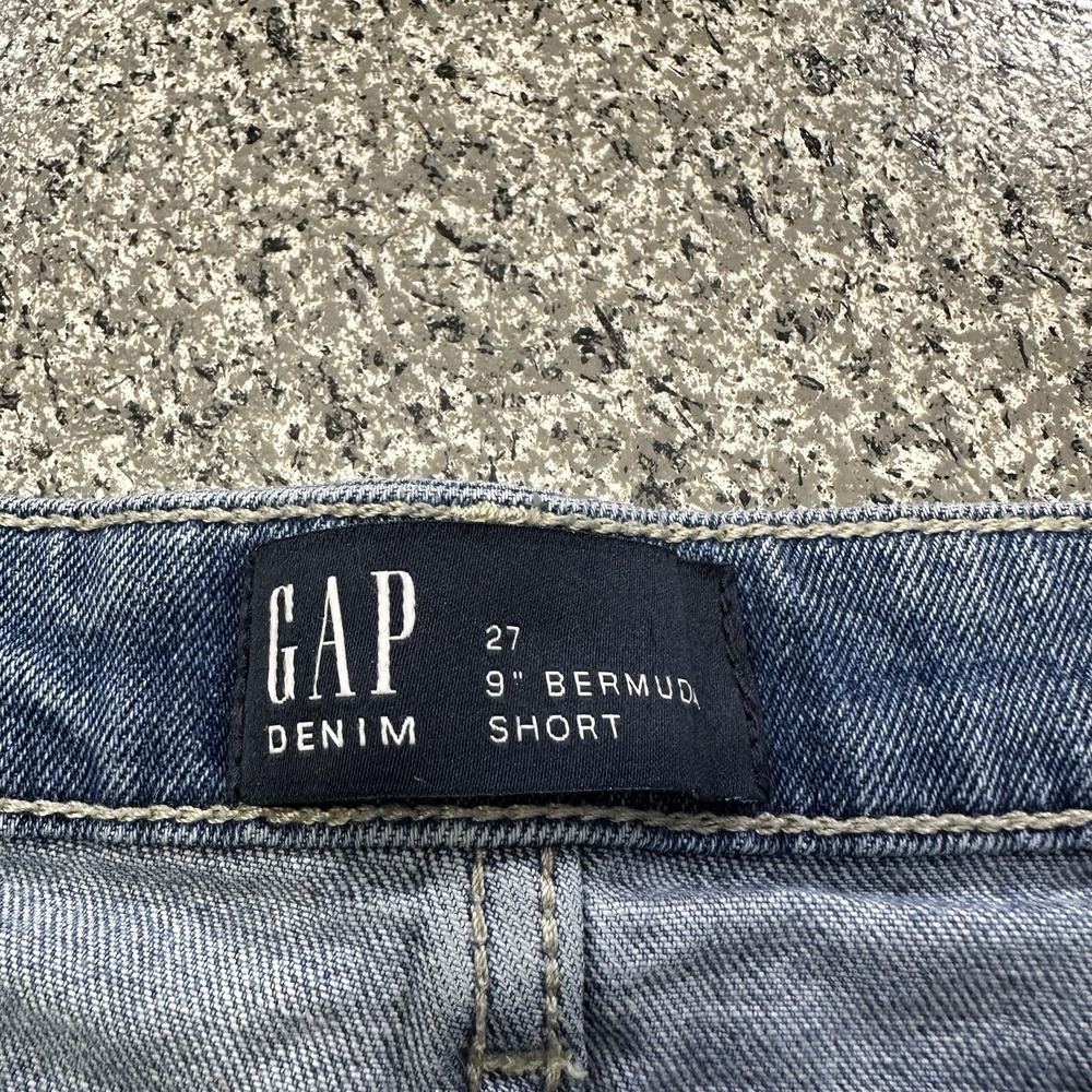 Gap Shorts Womens 4 27x9 Mid Rise Denim Jean Bermuda Cuffed Light Wash Stretch - Picture 2 of 5